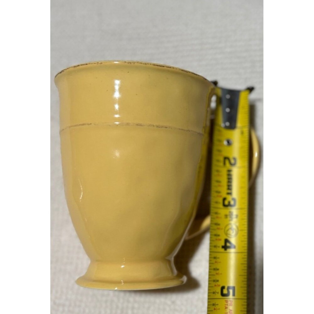 (3) Pier 1 Martillo Mango Yellow Coffee Mug Pedestal Farmhouse Stoneware Cups - Picture 3 of 5